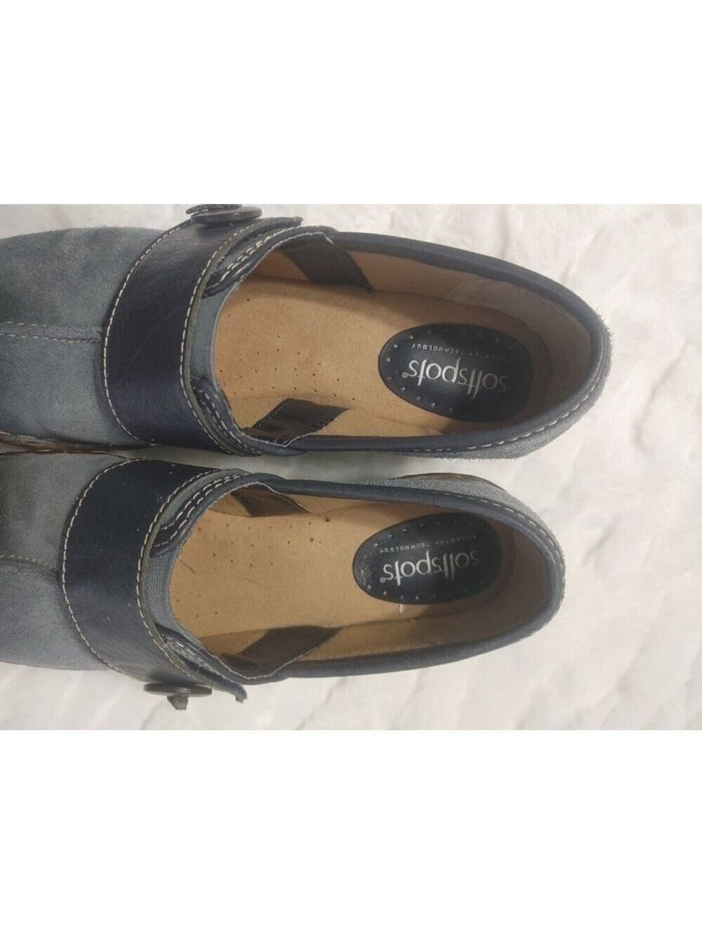 Softspots Womens Blue Suede Leather Slip On Shoes 8M Two Tone - Picture 3 of 10